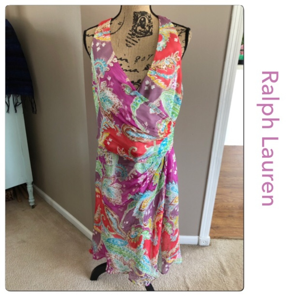 Beautiful Ralph Lauren Paisley Faux Wrap Dress